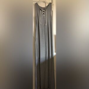 About A Girl Navy and White Striped Maxi Dress